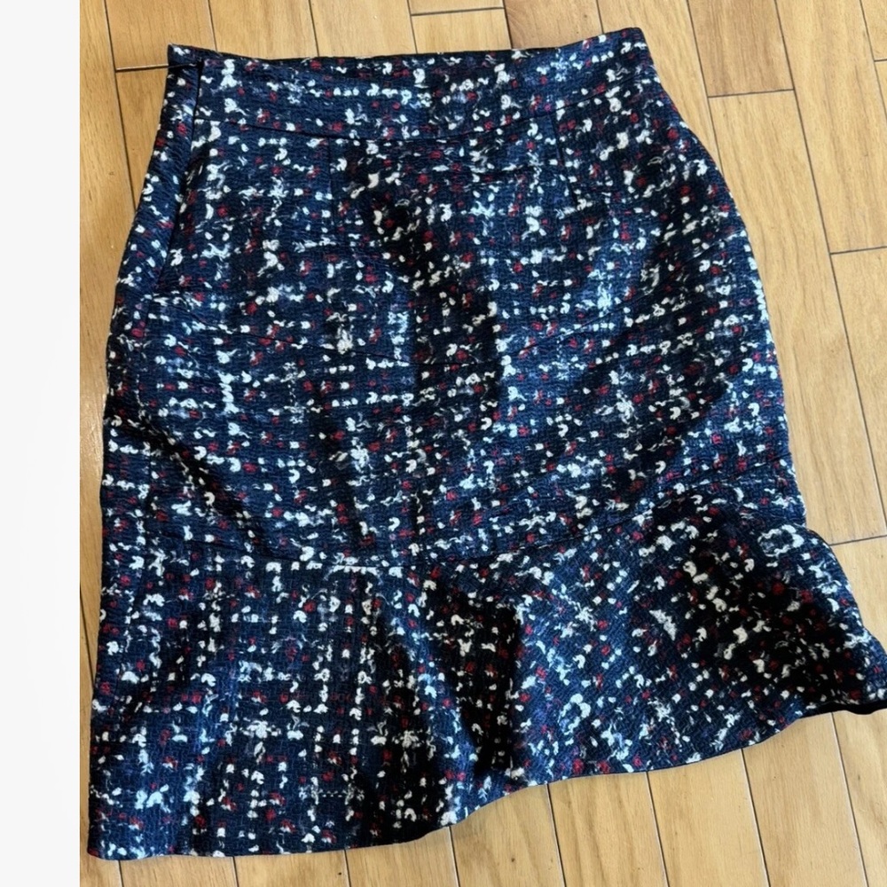 Women’s Navy Carolina Herrera CH Ruffle-Hem Skirt - Navy Multi